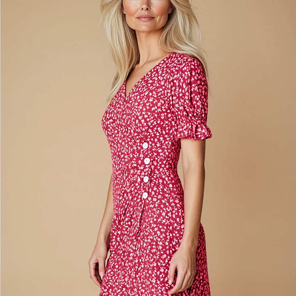 Elegant Red Floral Dress